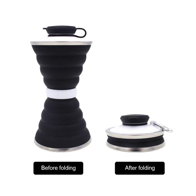 

500 мл силиконовая чашка для бутылки с водой, складная герметичная портативная Спортивная дорожная бутылка для воды для путешествий на открытом воздухе, тренажерного зала, пешего туризма, многоразового использования 500ML