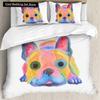 Cartoon Bulldog King Queen Duvet Cover Shar Pei Pup Dog Bedding Set Lovely Pet Puppy Doggy Quilt Cover Polyester Comforter Cover