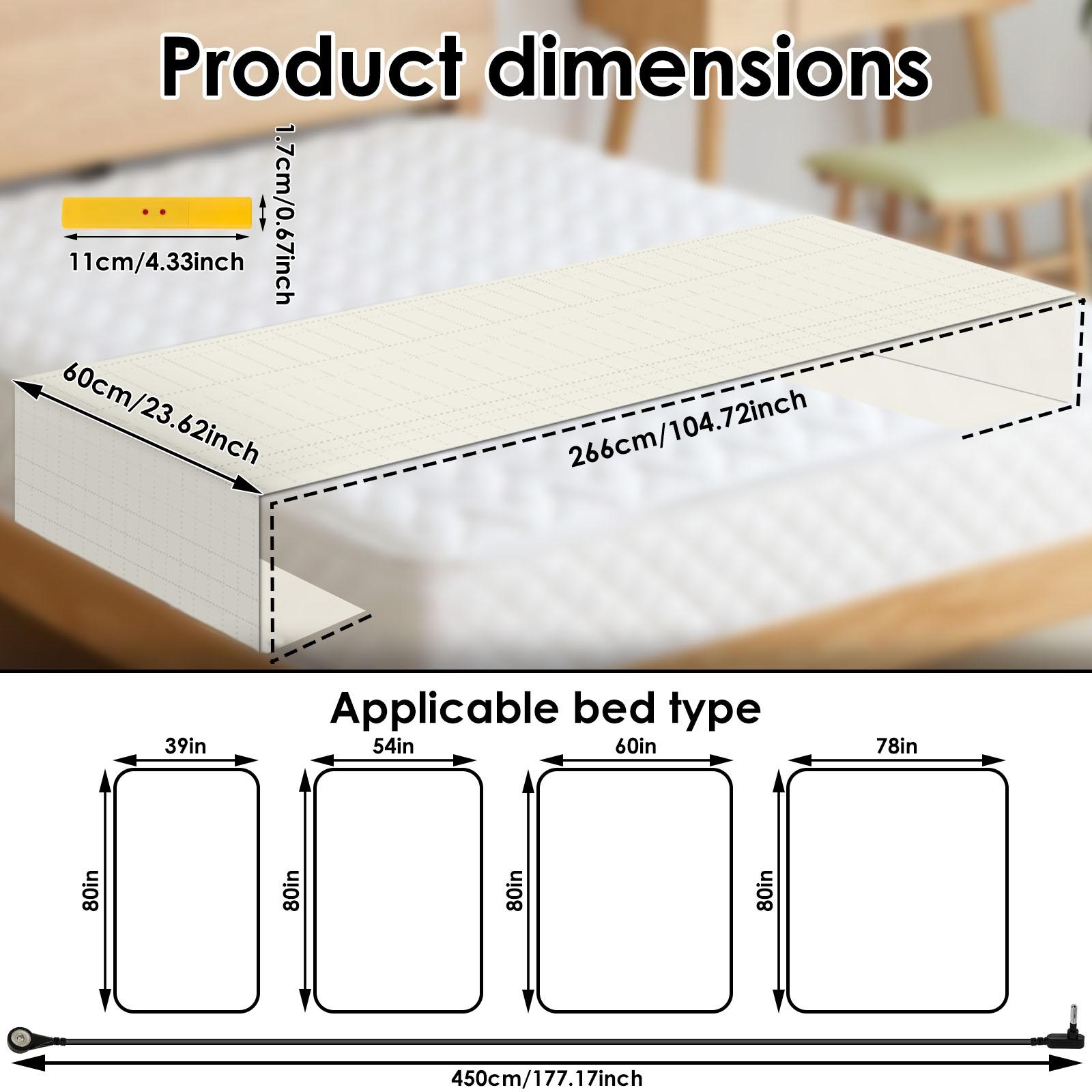 

Grounding Bed Mat 60x266CM Anti Static Bed Flag Sheets with Grounding Cord and Test Pen Soft Bedding for Sleeping Improvement