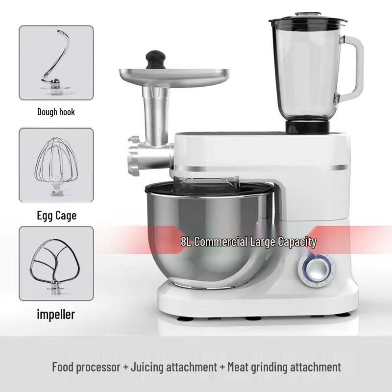 Multi-Functional Kitchen Machine: Kneader, Meat Grinder, Juicer, Mixer, Blender, Egg Beater