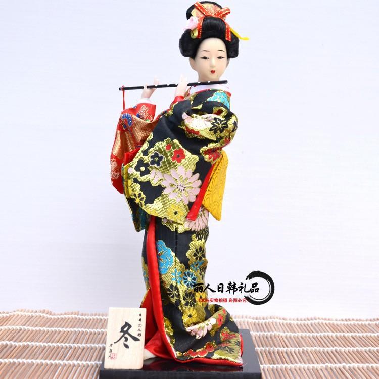 12 Inch Japanese Geisha Kimono Doll, Traditional Maiko Figurine for Sushi Bar Decor & Oriental Home Accent, Artisan Gift