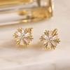 1 Pair Snowflake Stud Earrings for Women, Cubic Zirconia Wedding Engagement Statement Earrings, Winter Snowflake Jewelry Accessory