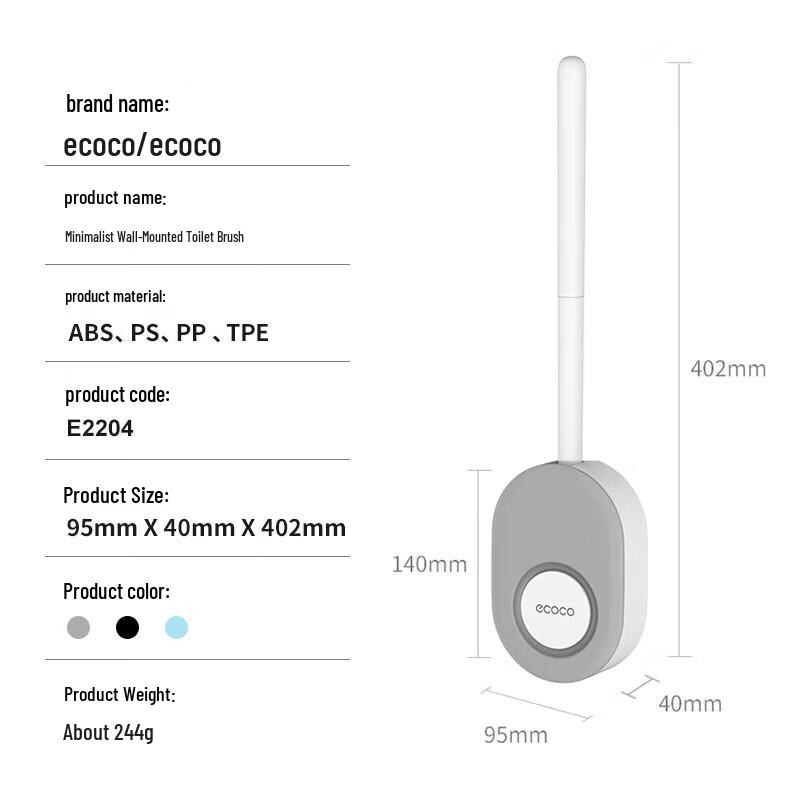 ecoco Wall-Mounted Silicone Toilet Brush with Holder