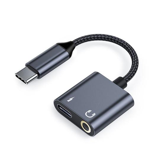 

Type-C Audio Adapter Universal Safe Charging 2-in-1 Type-C to 3.5mm Headphone Jack Aux Converter Audio Cable for Mobile Phone A