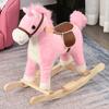 Kinder Schaukelpferd Baby Schaukeltier Pferd mit Tiergeräuschen Spielzeuggriffe für 36-72 Monate Plüsch Rosa 65 x 32,5 x 61 cm