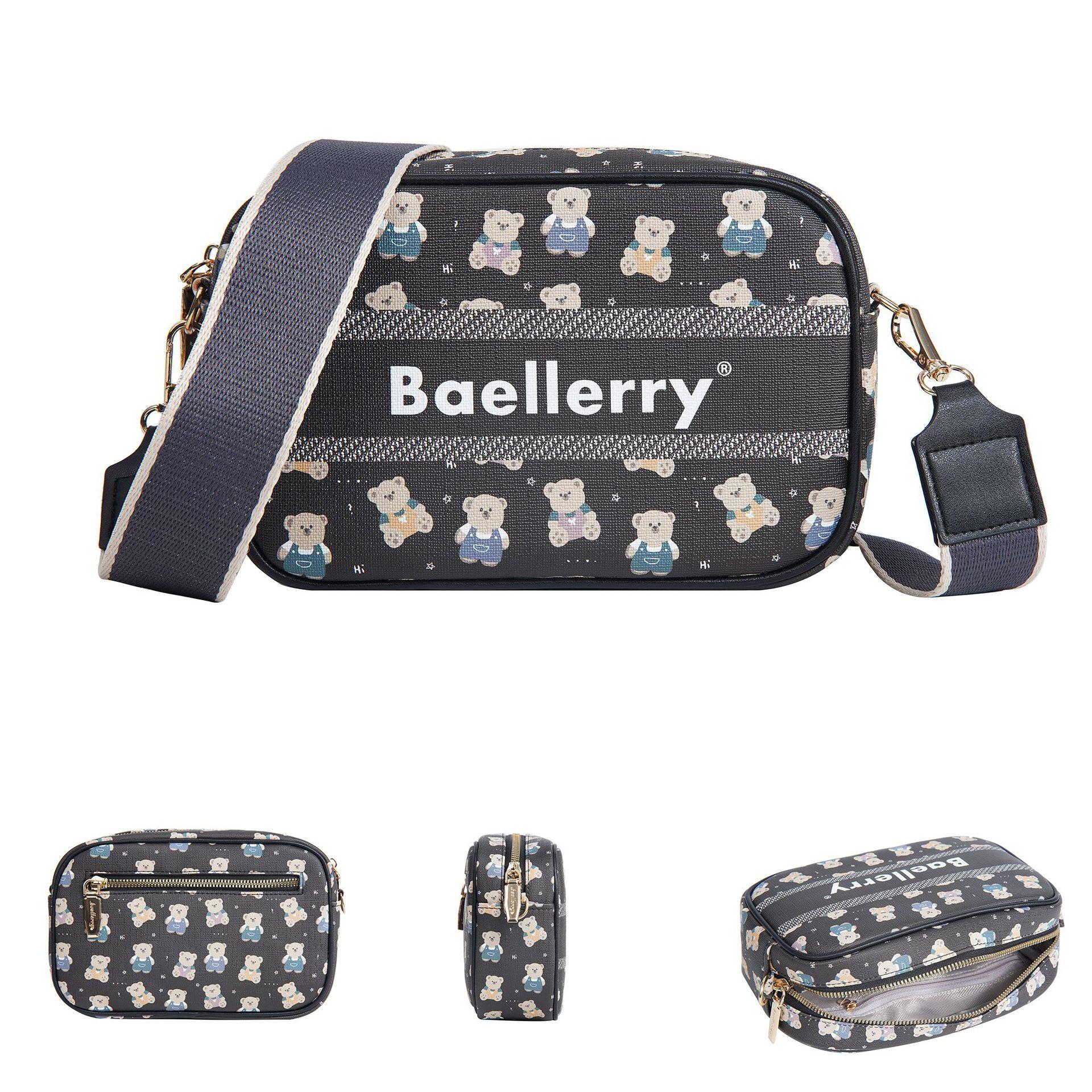 Принт медведя в женской маленькой сумке на молнии через плечо женская сумка повседневная сумка сумка-мессенджер большая вместимость сумка для мобильного телефона one size чёрный 1780₽