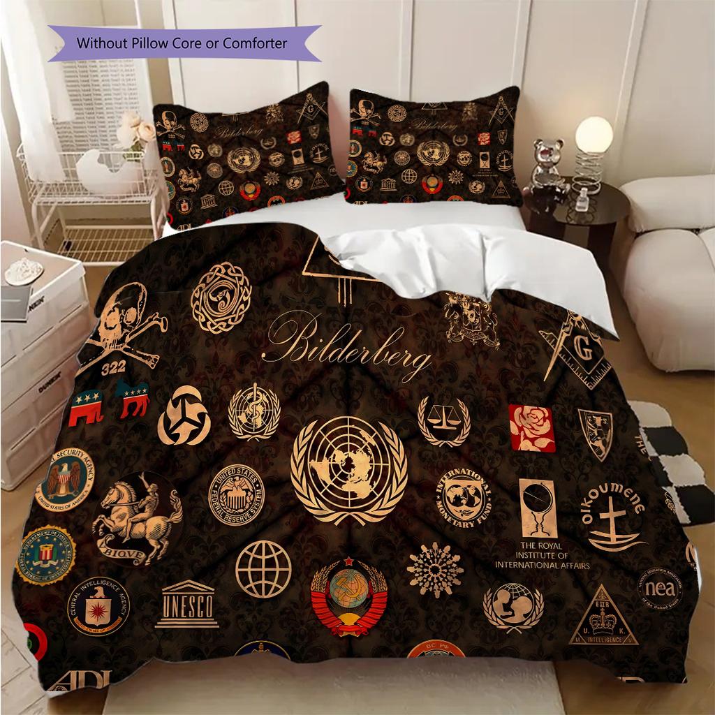The Square and Compass of Freemasonry Bedding, Duvet Cover, Pillowcase, Home Decoration, Birthday Gift (1 * Duvet Cover+2 * Pillowcase, Coreless)