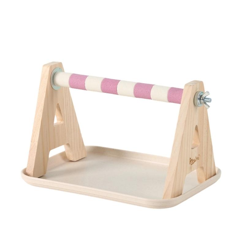 Solid Wood Parrots Resting Perch Sanded Surfaces Design Trimming Stand For Nail Beak Trimming And Interaction Activity Toy