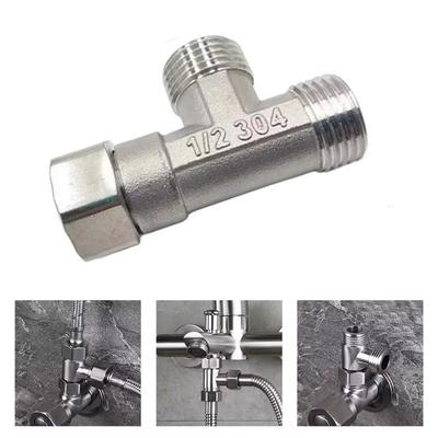 Edelstahl T-Ventil 1/2 Zoll T-Adapter Umstellventil Dreiwege Bad Bidet Sprüher Duschlochvorrichtung