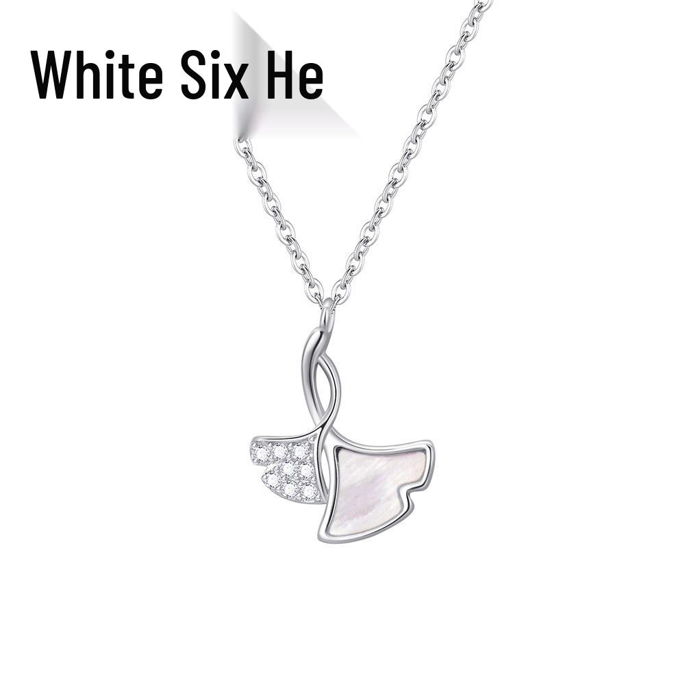 S925 Sterling Silver Ginkgo Leaf & Mother-of-Pearl Necklace, Luxurious & Elegant Design for Women, Versatile Clavicle Chain Pendant.