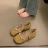 French Mary Jane Shoes Girl 2025 Autumn New Pearl Fairy Night Evening Wind Large Size Soft Sole Ballet Grandma Shoes