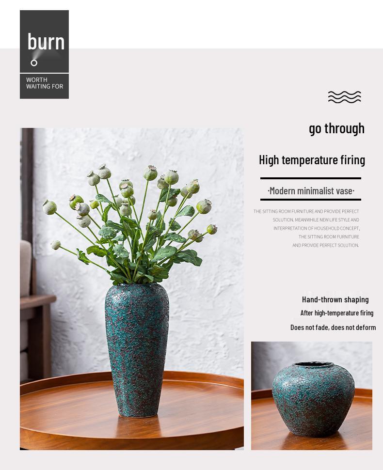 Japanese-Style Retro Ceramics Vase with Figurines for Creative Flower Arrangements