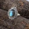 Anello Bohemien di Design Fatto a Mano con Pietra di Labradorite, Anello in Argento 925, Anello con Pietra Portafortuna per Donna, Gioiello in Argento, Anello per Lei