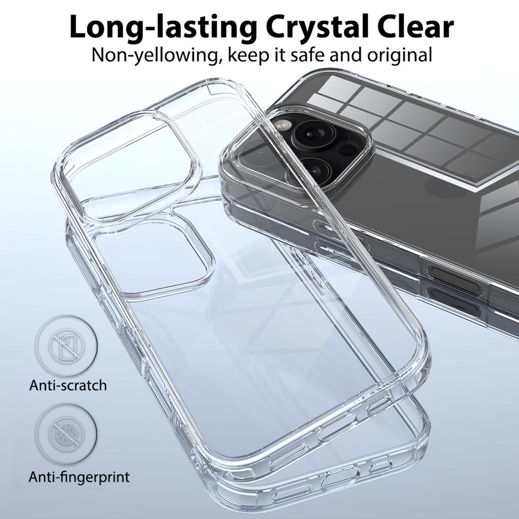 For iPhone 16 Pro Max Clear Case Shockproof Acrylic+TPU Phone Cover