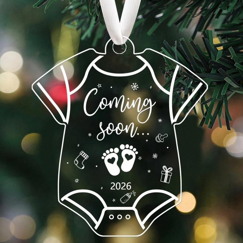 1/4pcs Transparent Acrylic Ornament Gift for New Parents Christmas Tree Hanging Decoration Expecting Parents Baby Shower Gifts