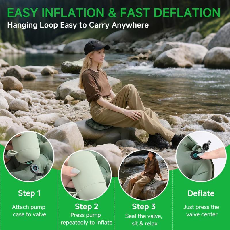 Inflatable Seat Cushion With Pump Pressure Relief Air Pad For Airplane Stadium Travel Waterproof Portable Chair Mat For Sciatica
