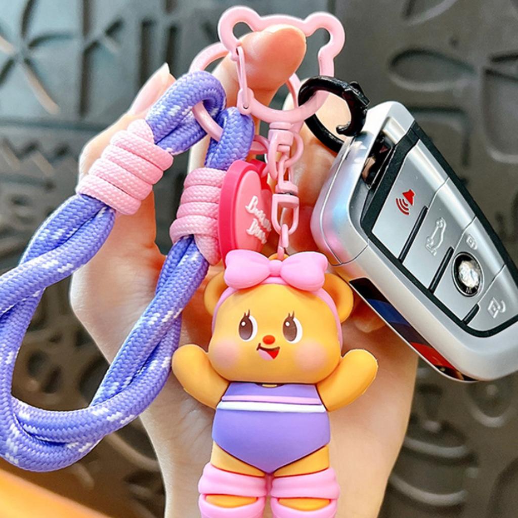 Cute Cartoon Butter Bear Keychain Sporty Backpack Charm Bag Pendant Lightweight PVC Alloy Decors For Bags Gifts
