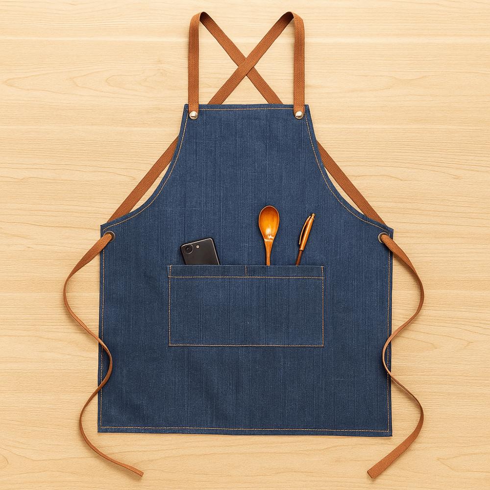 Dirt-resistant Cross Back Denim Apron with Pocket Studio Work Clothes  Bartenders