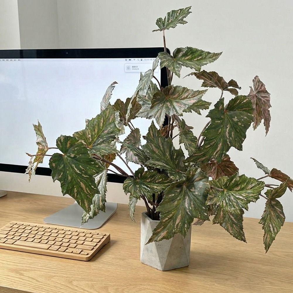 Lång gren Konstgjorda gröna växter Realistisk Handgjord Simulering Grönska Plast Konstgjord Bladgren Hemmakontor Dekor