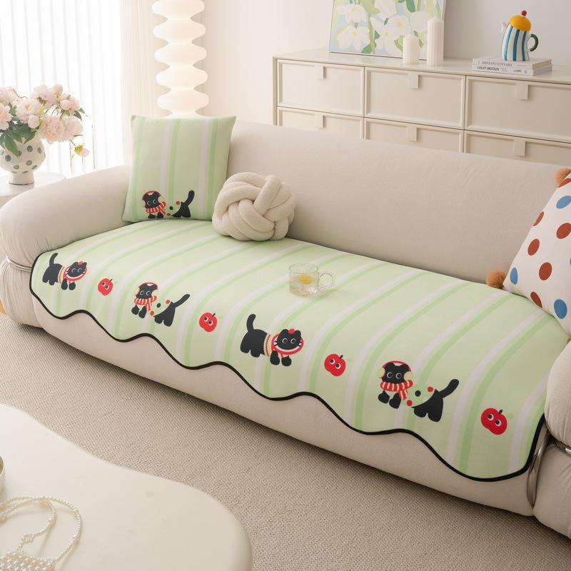 Cartoon Ice Silk Summer Mat Special-Shaped Sofa Cushion  New Cool Irregular Straight Row Non-Slip Seat Cushion Cover Cloth