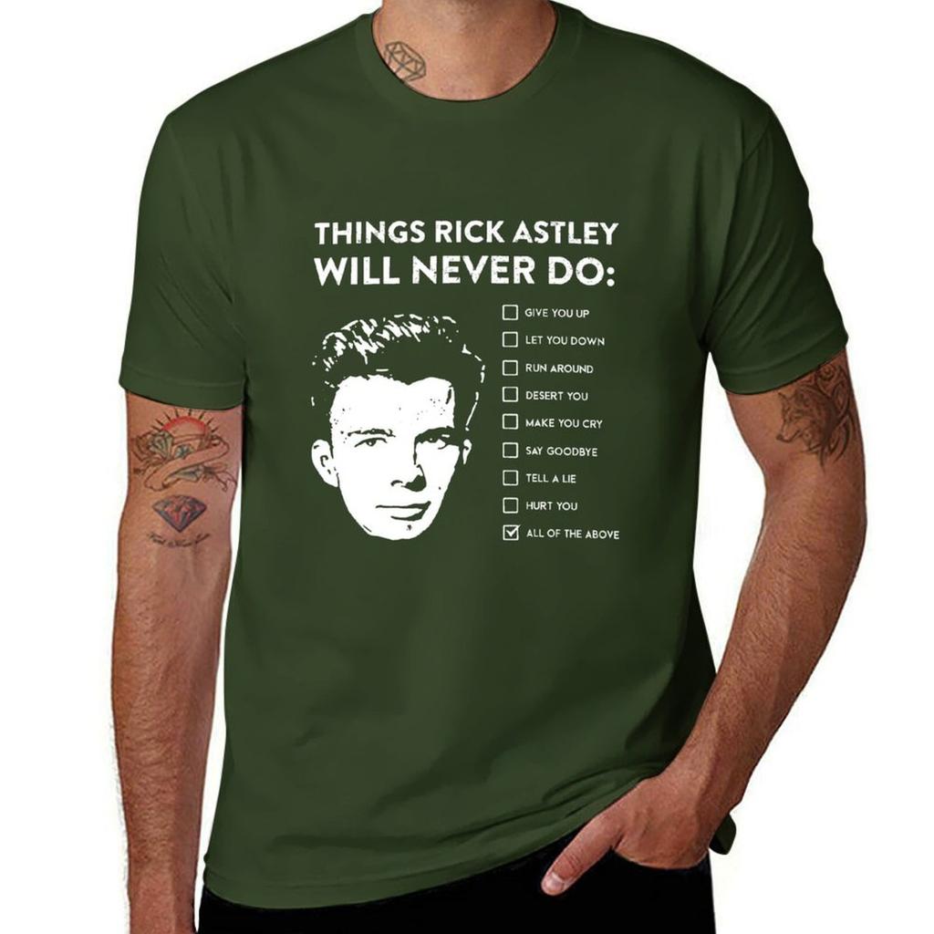 Maglietta 'Cose che Rick Astley non farà mai' abbigliamento estetico divertente top magliette da uomo in cotone