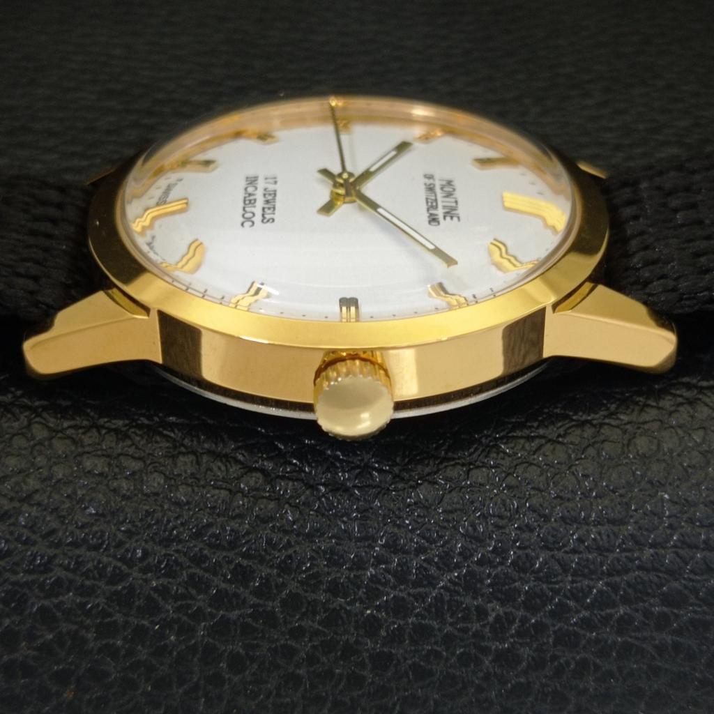 REFURBISHED GENTS MONTINE 17 JEWELS WINDING SWISS GOLD PLATED WATCH A285406-12 Montine-a285406-3
