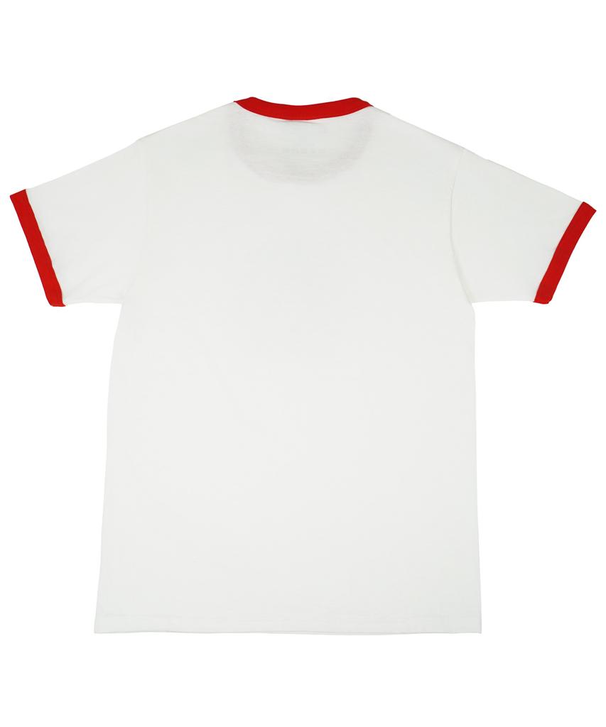 Laipeutaimkollegtibeu Vintage Peach Ringer T-Shirt White/Red