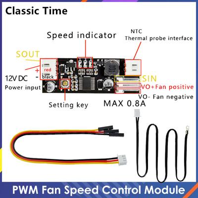 DC 12V PWM Speed Controller Fan Speed Governor 2-3 Wire Computer Temperature Control Switch for PC CPU Cooler Fan Alarm STK IC