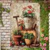 Retro Metal Flower Sign Rustic Tin Wall Art for Courtyard Bar Patio Farmhouse Indoor Outdoor Vintage Decor