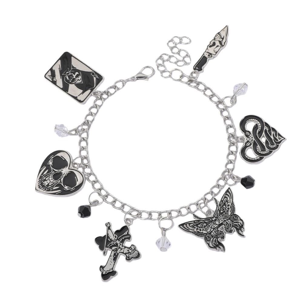 Goth Skull Hand Chain With Cartoon Style Alloy Drop Jewelry For Men Women Gift Item