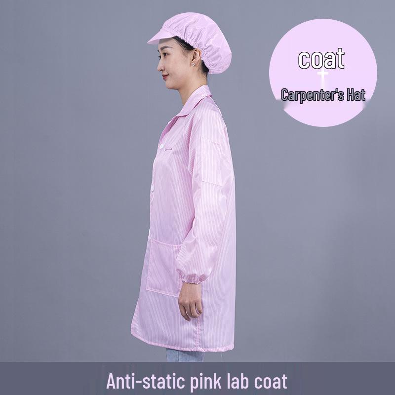 Unisex Striped Antistatic Lab Coat for Dust-Free and Static Protection