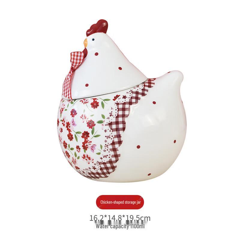 AQ Ceramic Chicken Storage Jar & Plate Set