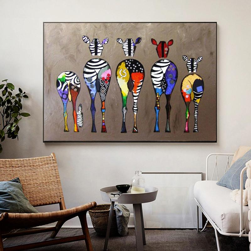 Modern Abstract Canvas Painting Interior Gold Foil Horse Zebra Animals Poster And Prints Wall Pictures For Living Room Decor