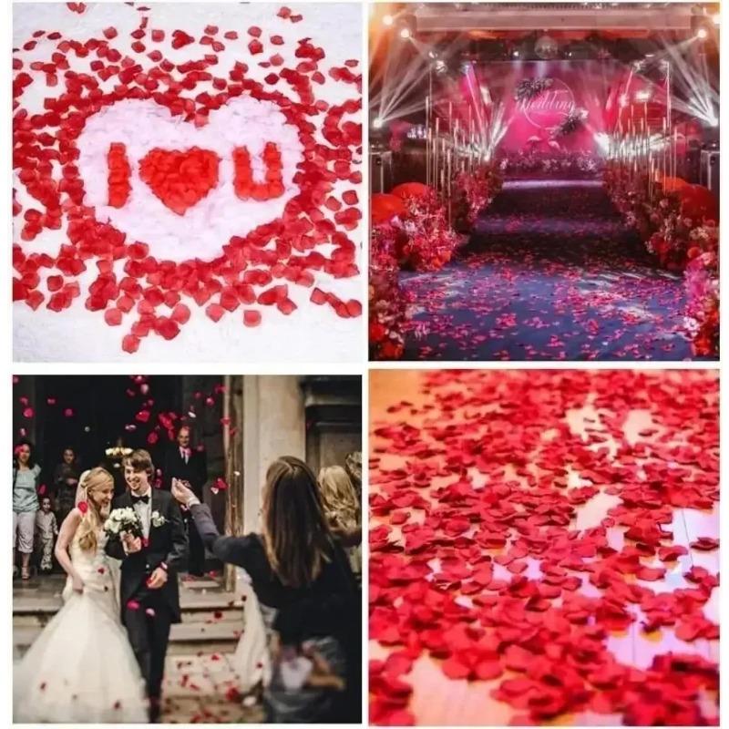 The Wedding Room Is Decorated With Simulated Rose Petals, The Proposal Is Arranged With Romantic Wedding Flowers, Creating A Romantic Atmosphere