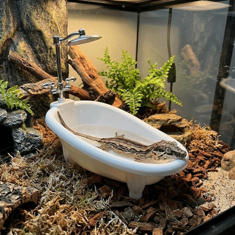 Creative Plastic Turtle Bathing Basin Stable Bathtub Shape Reptile Water Bowl Detachable Pet Basin Terrarium