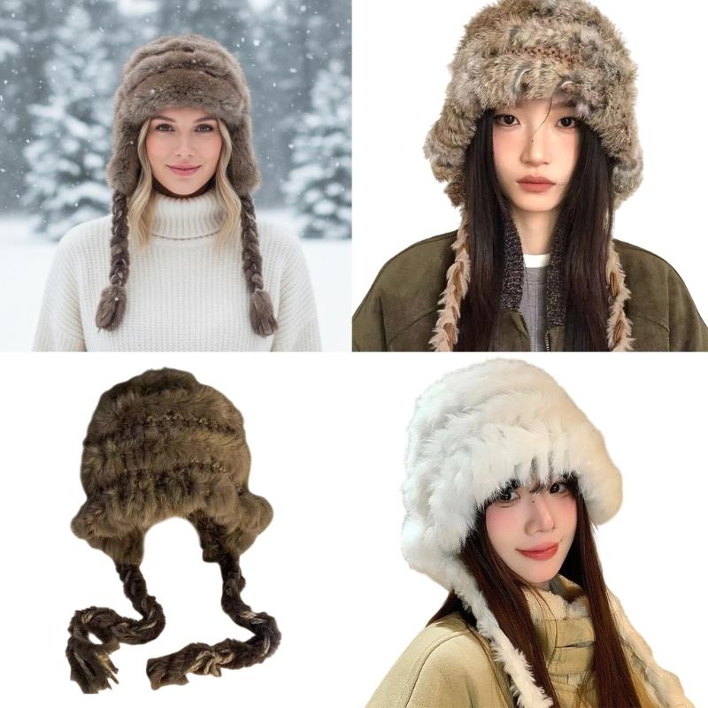 Plush Hat With Ear Warmth And Playfulness Hand Decoration For Winter Outdoor Activity Cold Weather Protection