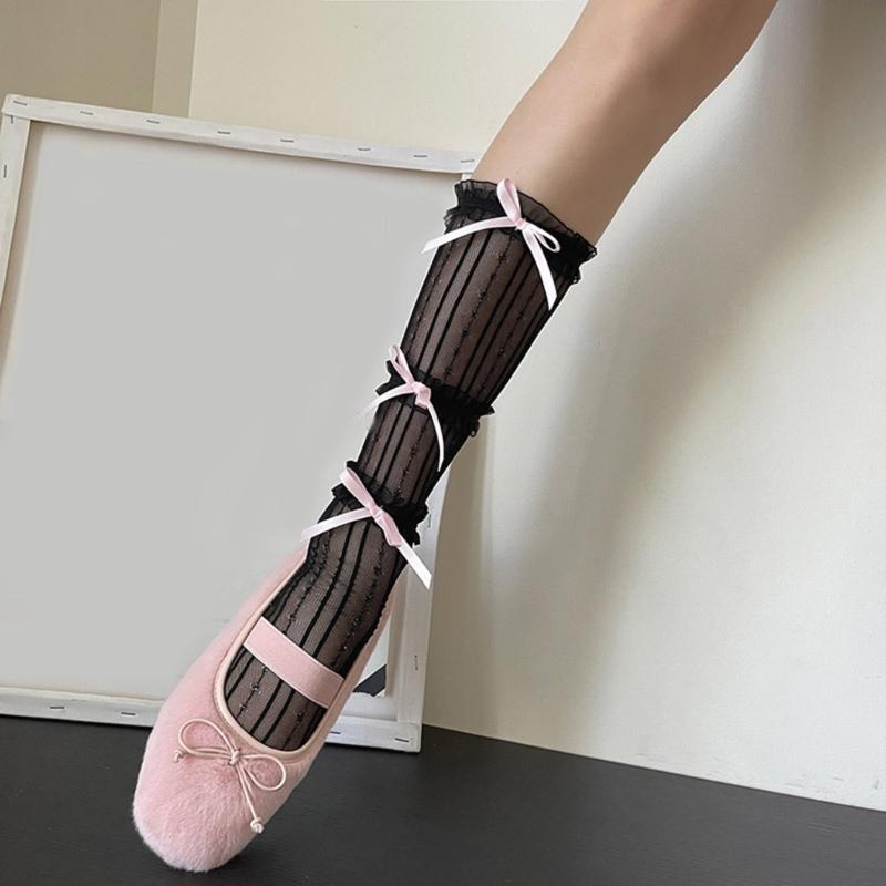 Sweet Lolita Calf Length Socks Soft Nylon Fabric Socks Breathable Socks Comfort Socks Perfect for Daily Wear and Cosplay