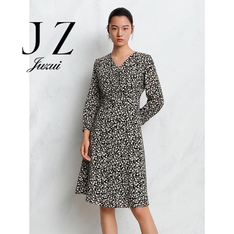 JUZUI French Romantic Floral Cinched Waist A-Line Dress M