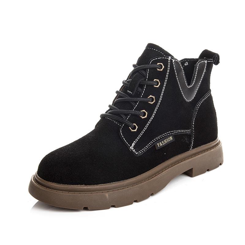 Customized leather Martin boots autumn and winter 2025 new women's short boots flat women's boots black locomotive women's shoes thin boots