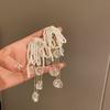Premium pearl flower fringed earrings 2025 light luxury gentle temperament earrings niche personality earrings women
