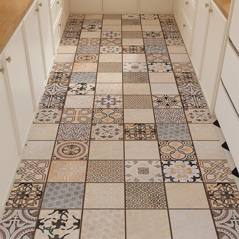 Kitchen Floor Mat Waterproof Oil-proof Foot Mats Pvc Leather Non-slip Carpet Long Rug Spring Retro Style  Home Decoration Rugs