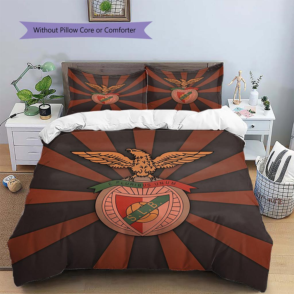 SL Benfica Football Club Pattern Bedding Quilt Set Home Decoration Gift (1 * duvet cover + 2 * pillowcase without core)