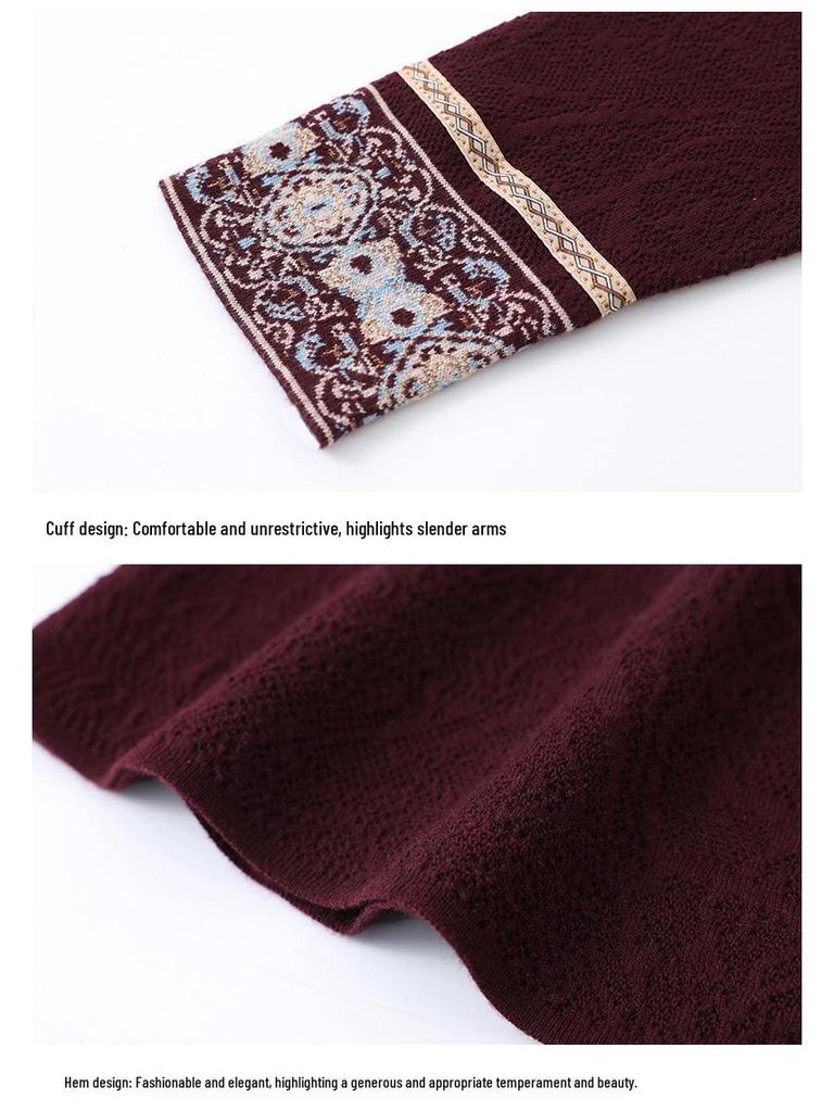 2025 Elegant Plus Size Woolen Knit Dress: Winter Slimming Long Skirt