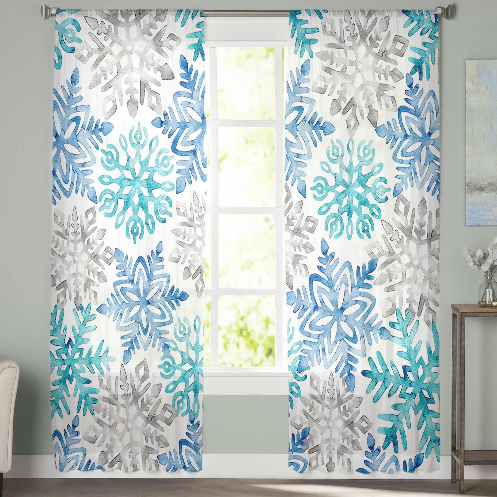 Рождественские сине-зеленые снежинки для гостиной — фото 3