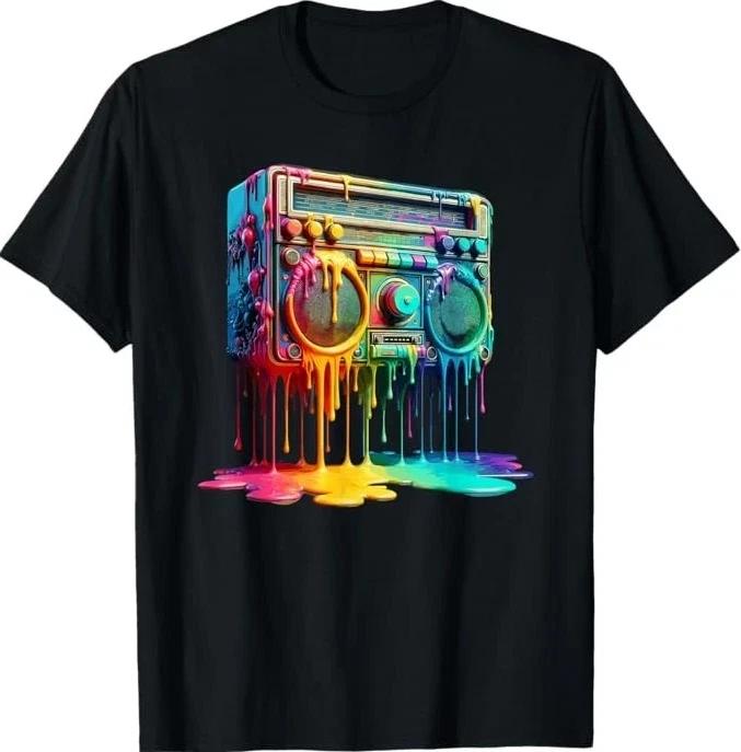 Dripping Paint Boombox T-Shirt | 80s Old School Hip Hop Music Unisex Size S-5XL XXXXL