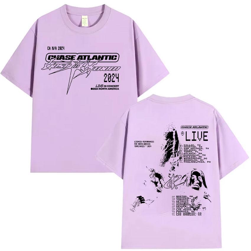 Rocková kapela Chase Atlantic Lost in Europe and UK Tour 2024 Pánská hip hopová vintage nadměrná bavlněná trička Gotický streetwear