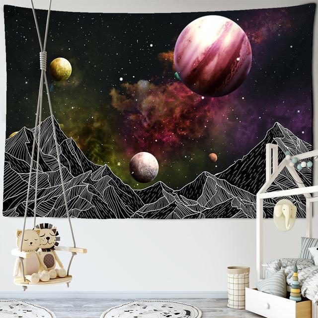 Blue Starry Sky Stars Universe Space Tapestries Wall Hanging Big Tapestry Psychedelic Mysterious Stars For Dorm