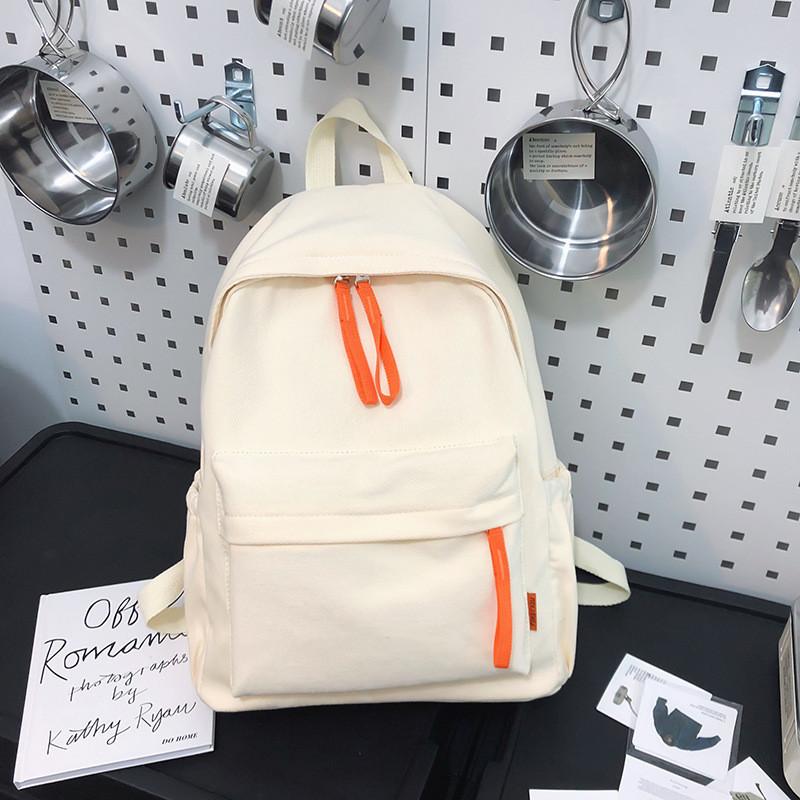 College Style Canvas Backpack Wholesale Simple Fresh Leisure Lightweight School Bag For High School Students Couples белый
