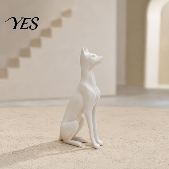 Minimalist Dog Statue 3D Printed Sitting Figurine, Modern Statue, Animal White Figurine Sculpture Decoration for Home Office Desk, Gift Pet Lovers PLA
