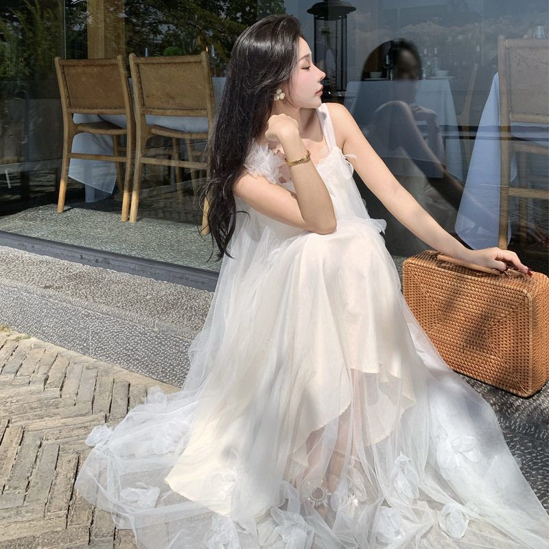 Bridal Wedding Robe, Fairy-Style Suspender Dress, Korean-Style Travel Photography Light Wedding Dress, Engagement Dress